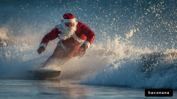 サンタがサーフィンする瞬間