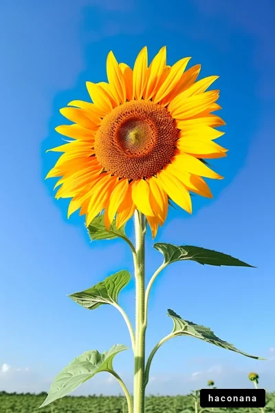 青空の下のひまわり