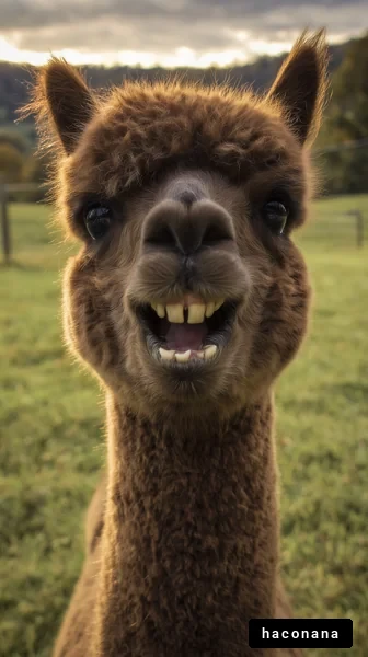かわいいアルパカの笑顔