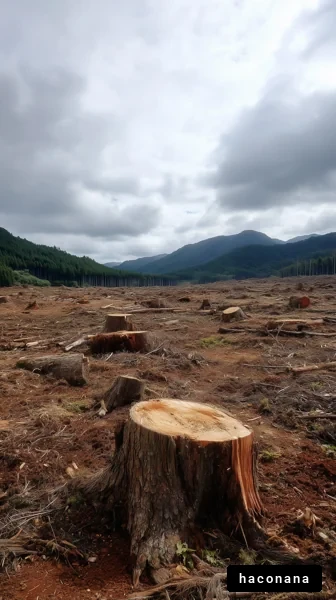 伐採された森林の風景