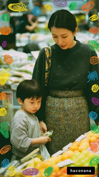 親子の買い物シーン