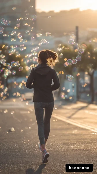 朝日を背にしたジョギング