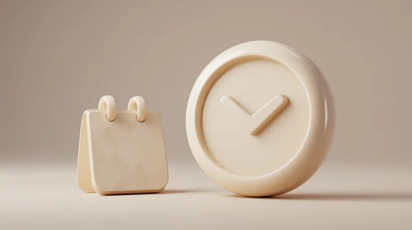 時計とカレンダーの3Dアイコン