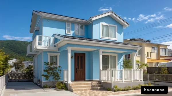 青い家と晴れた空