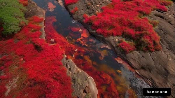 美しい紅葉の川景色