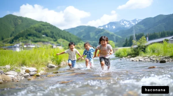 子供たちの川遊び