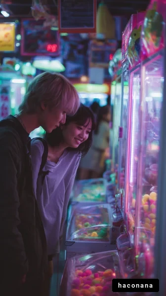 アーケードゲームで遊ぶ若者