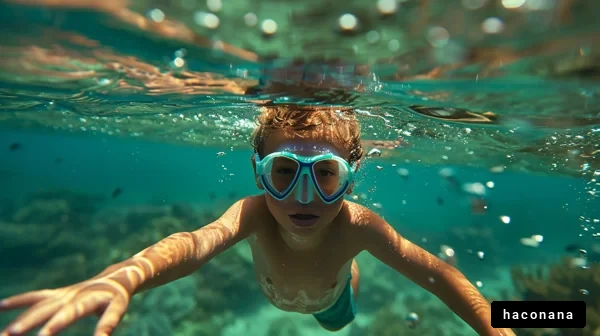 水中を泳ぐ子供の楽しみ