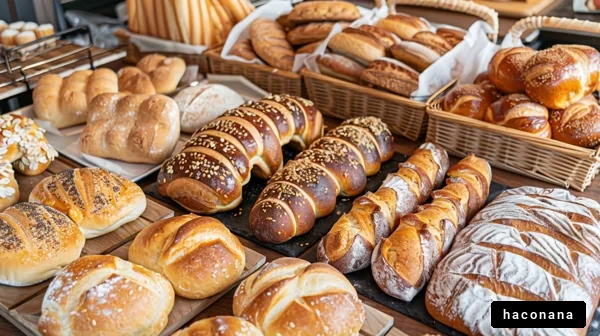 さまざまなパンが並ぶ