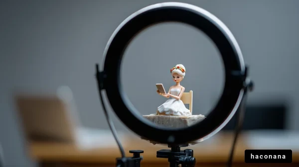 ミニチュア人形とリングライト