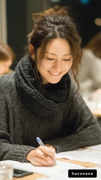 楽しそうに勉強する女性