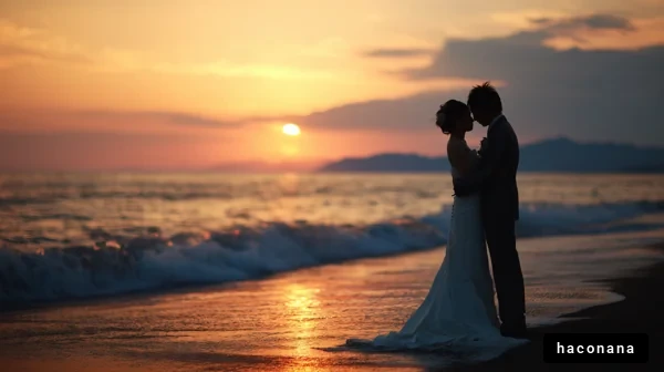 海辺のロマンチックな夕日