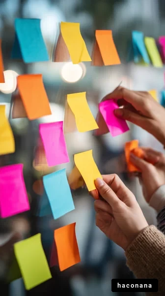 カラフルな付箋を使った作業