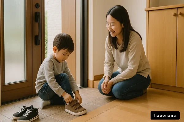 子どもと靴の練習