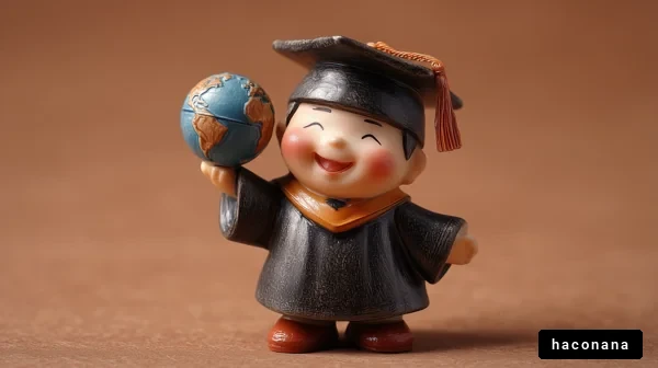 卒業式を祝う小さなフィギュア