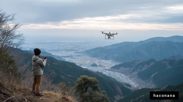 山頂でのドローン操縦