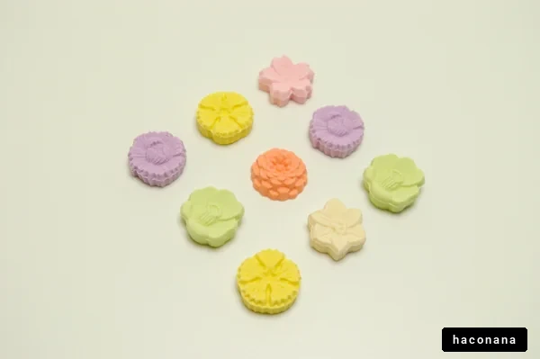カラフルな花形の飴