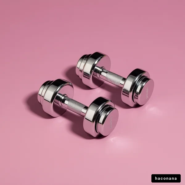 ピンク背景のダンベル
