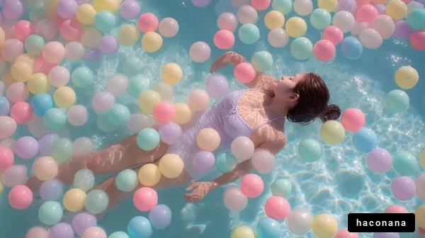 プールでゆったり過ごす女性