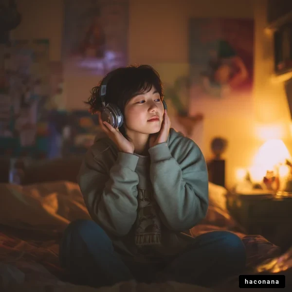 自宅で音楽を楽しむ若者