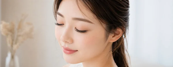 目を閉じる女性の美しい横顔