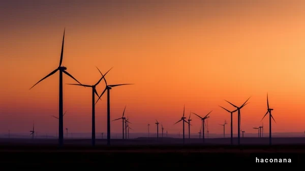 風力発電の夕暮れ