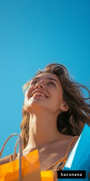 ショッピングを楽しむ笑顔の女性