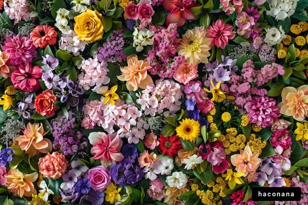 色とりどりの花の壁