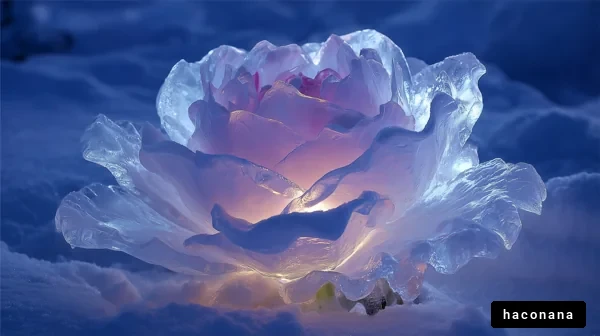 雪の中の幻想的な花