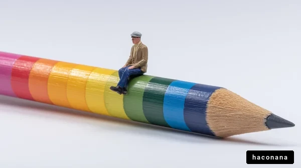 色とりどりの鉛筆に人形