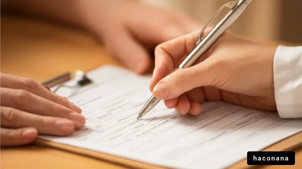 書類にサインするシーン