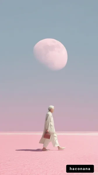 幻想的な風景を歩く人