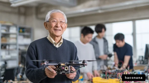 高齢者とドローンの交流