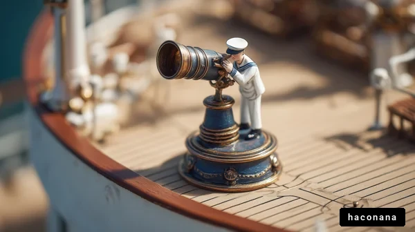 船上の展望台に立つセーラー