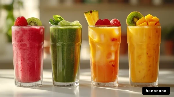 色とりどりのフルーツジュース