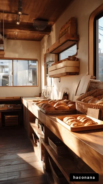 温かみのあるパン屋の風景