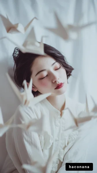 優雅な折り鶴の中で