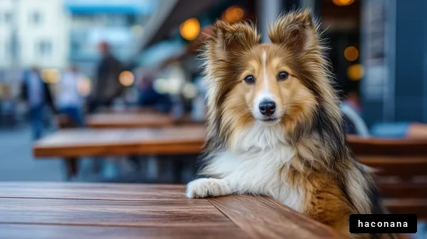 カフェでくつろぐ犬
