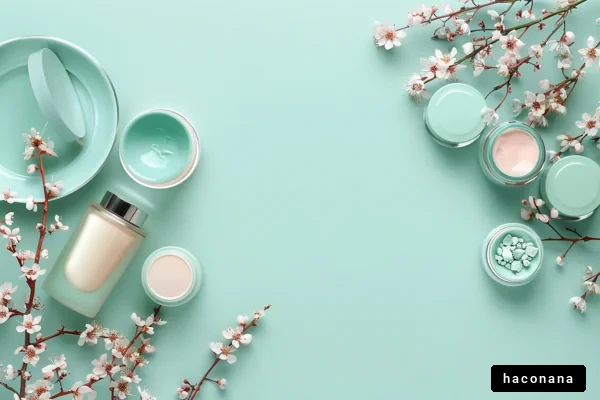 化粧品と花の可愛いアレンジ