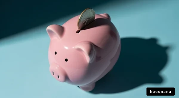 貯金箱とコインの光景