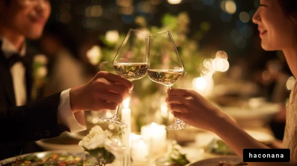 特別なディナーの祝杯
