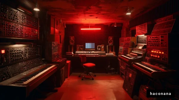 音楽制作のスタジオ風景