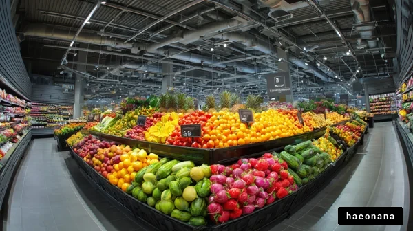 鮮やかな果物のディスプレイ