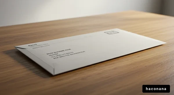 木のテーブルと封筒