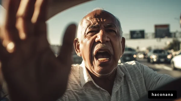 交通のトラブルに怒る男性