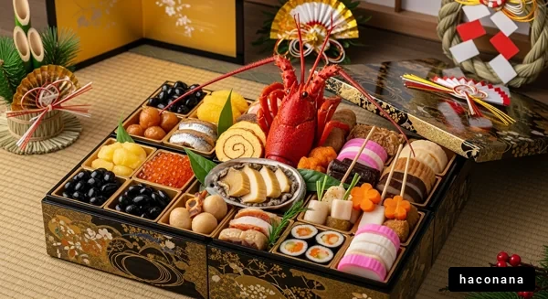 豪華なおせち料理の盛り付け