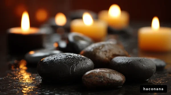キャンドルと石のリラックス空間