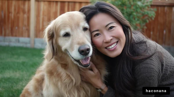 犬と女性の温かい時間