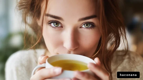 温かい飲み物を楽しむ女性