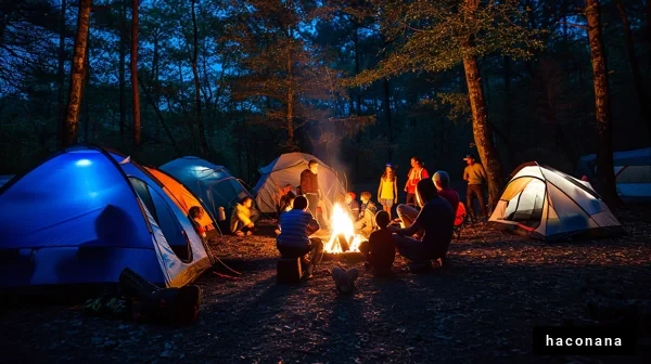 キャンプでの楽しい夜